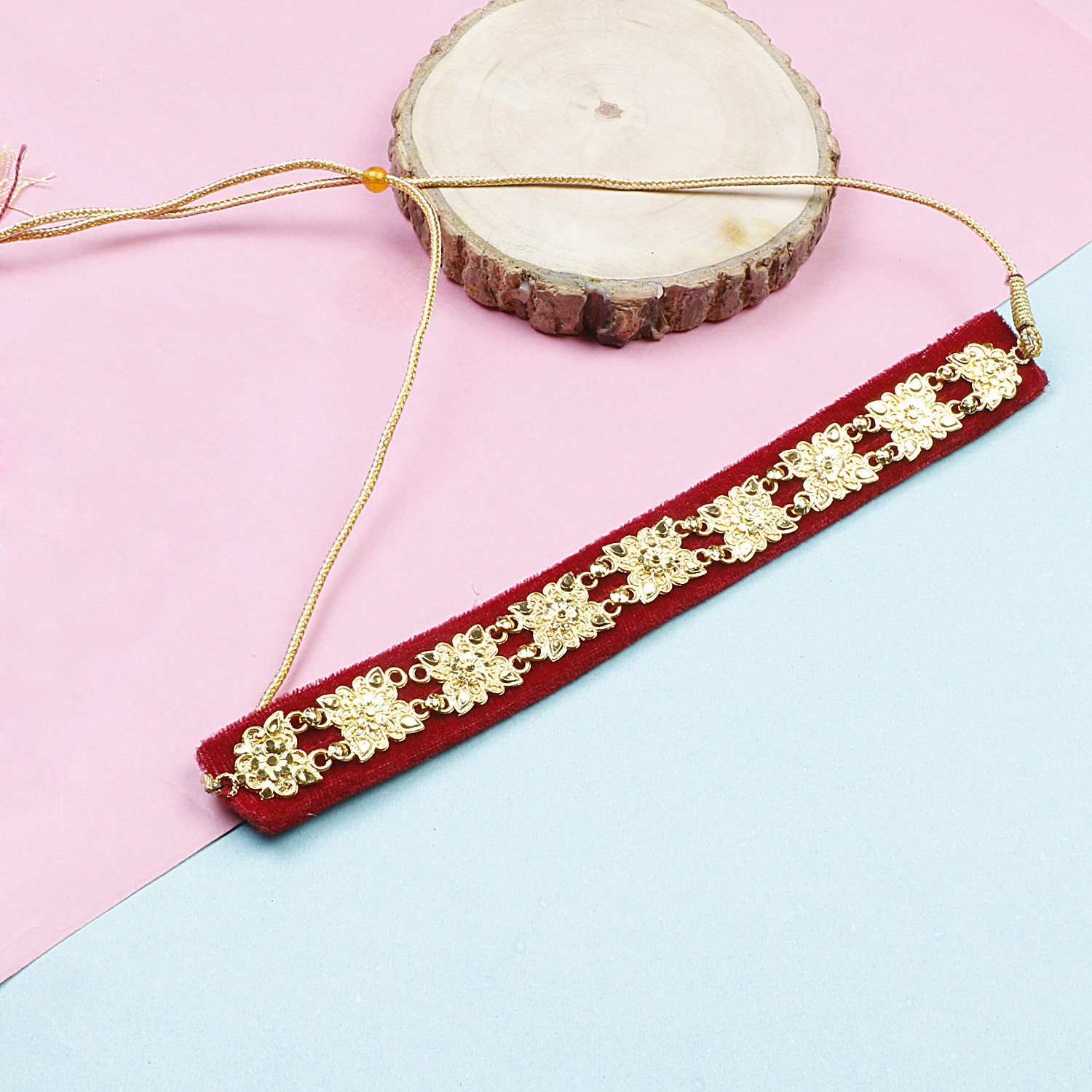 Oz Jewels Gold-Plated Traditional Gadhwali Kumauni Guloband Necklace Set for Women (Red)
