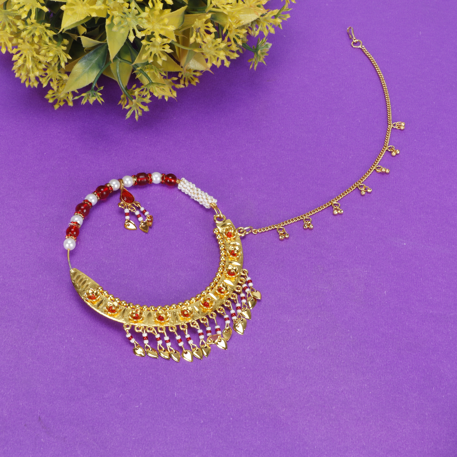 OZ Jewels Golden-Plated Traditional Pahadi Nath/Uttrakhandi Nath/Nath For Women