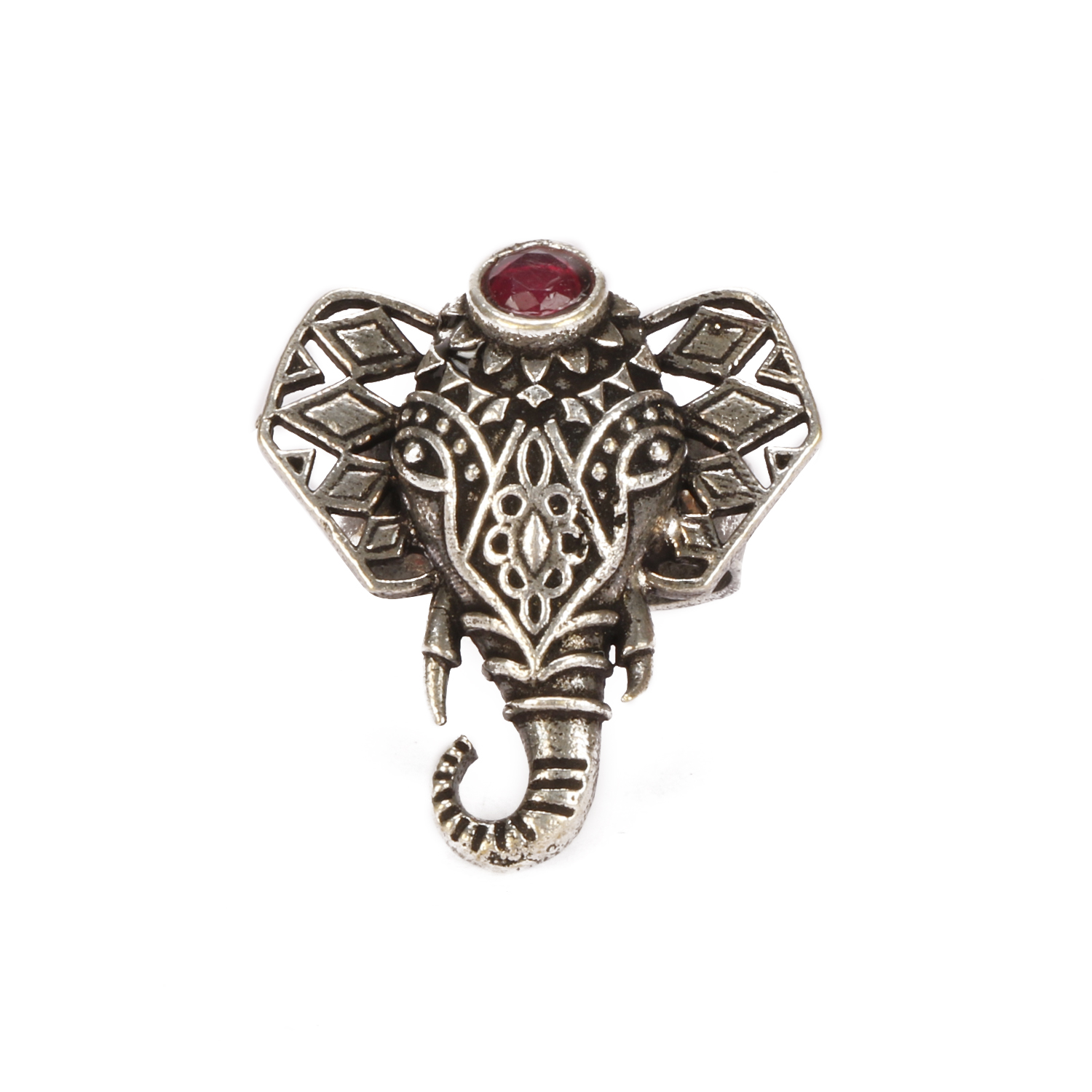 OZ Jewels Silver-Plated Oxidised Elephant Shaped Ring