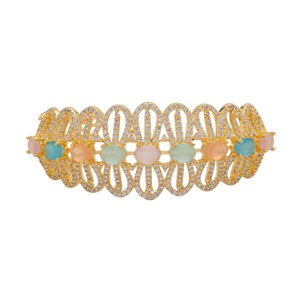 Golden Tone Bracelet with Multi Color Stones