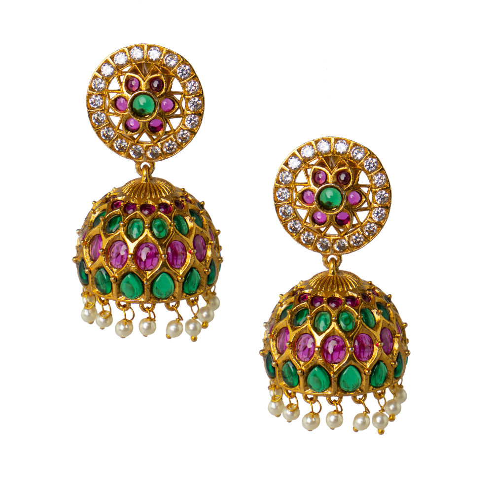 Multi Color Jhumkas with Pearl