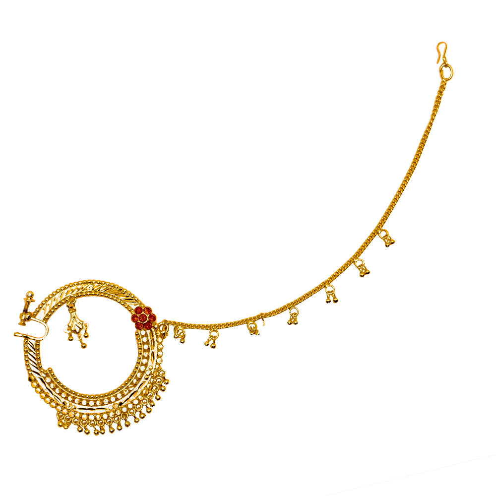 Uttrakhand traditional nath size medium Copper with gold plated